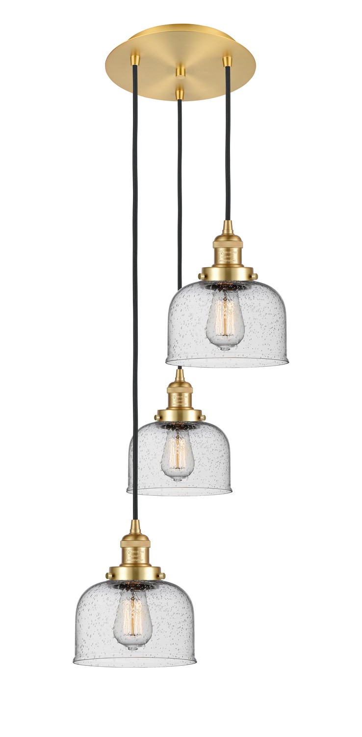 Three Light Pendant by Innovations - Franklin Restoration Collection, Satin Gold Finish - 113F-3P-SG-G74