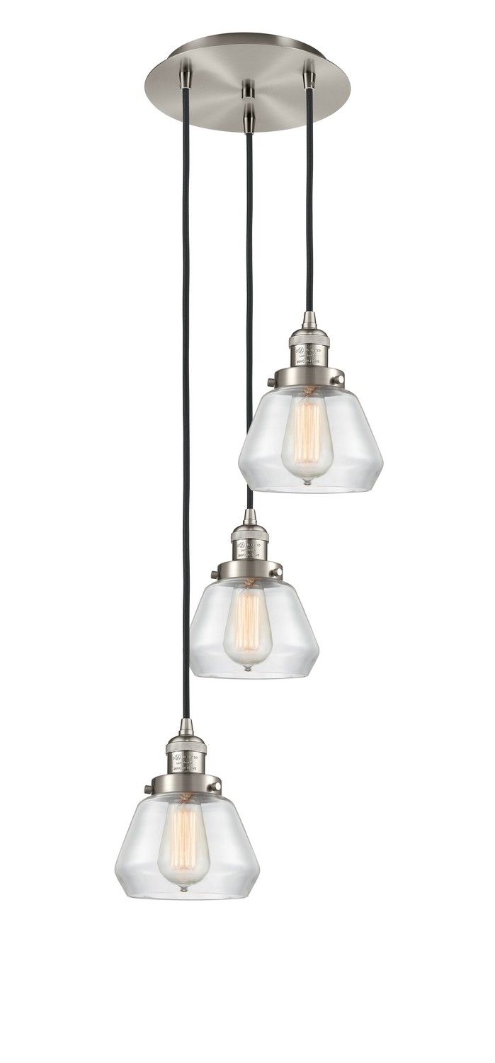 Three Light Pendant by Innovations - Franklin Restoration Collection, Brushed Satin Nickel Finish - 113F-3P-SN-G172