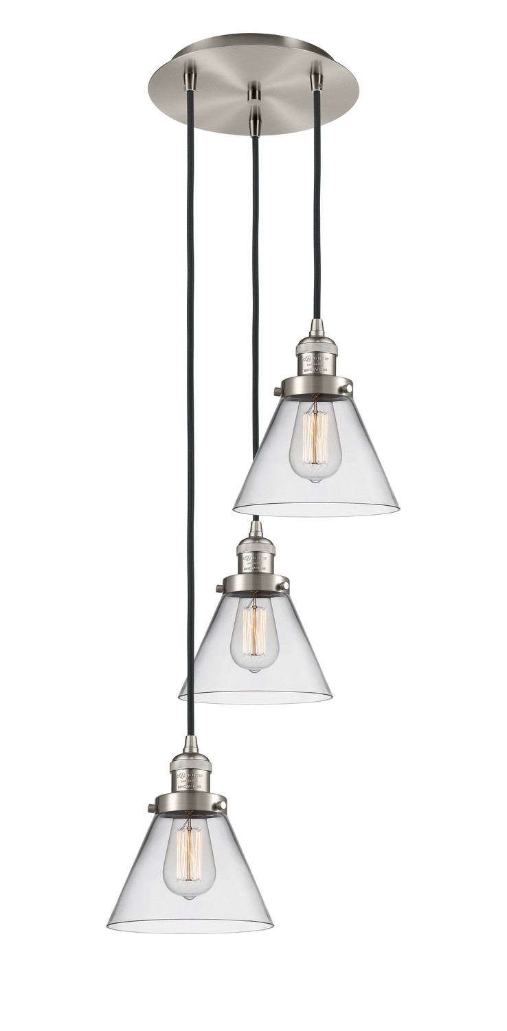 Three Light Pendant by Innovations - Franklin Restoration Collection, Brushed Satin Nickel Finish - 113F-3P-SN-G42