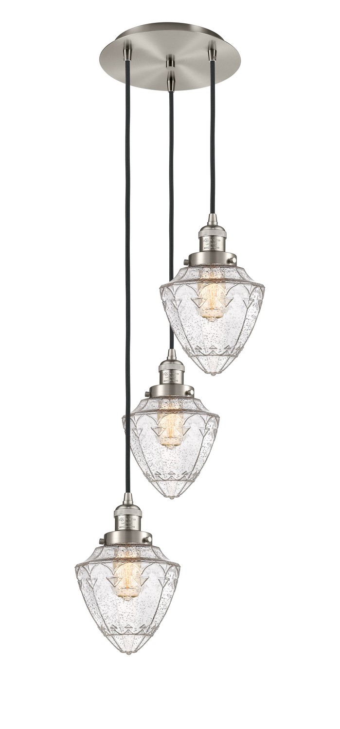 Three Light Pendant by Innovations - Franklin Restoration Collection, Brushed Satin Nickel Finish - 113F-3P-SN-G664-7
