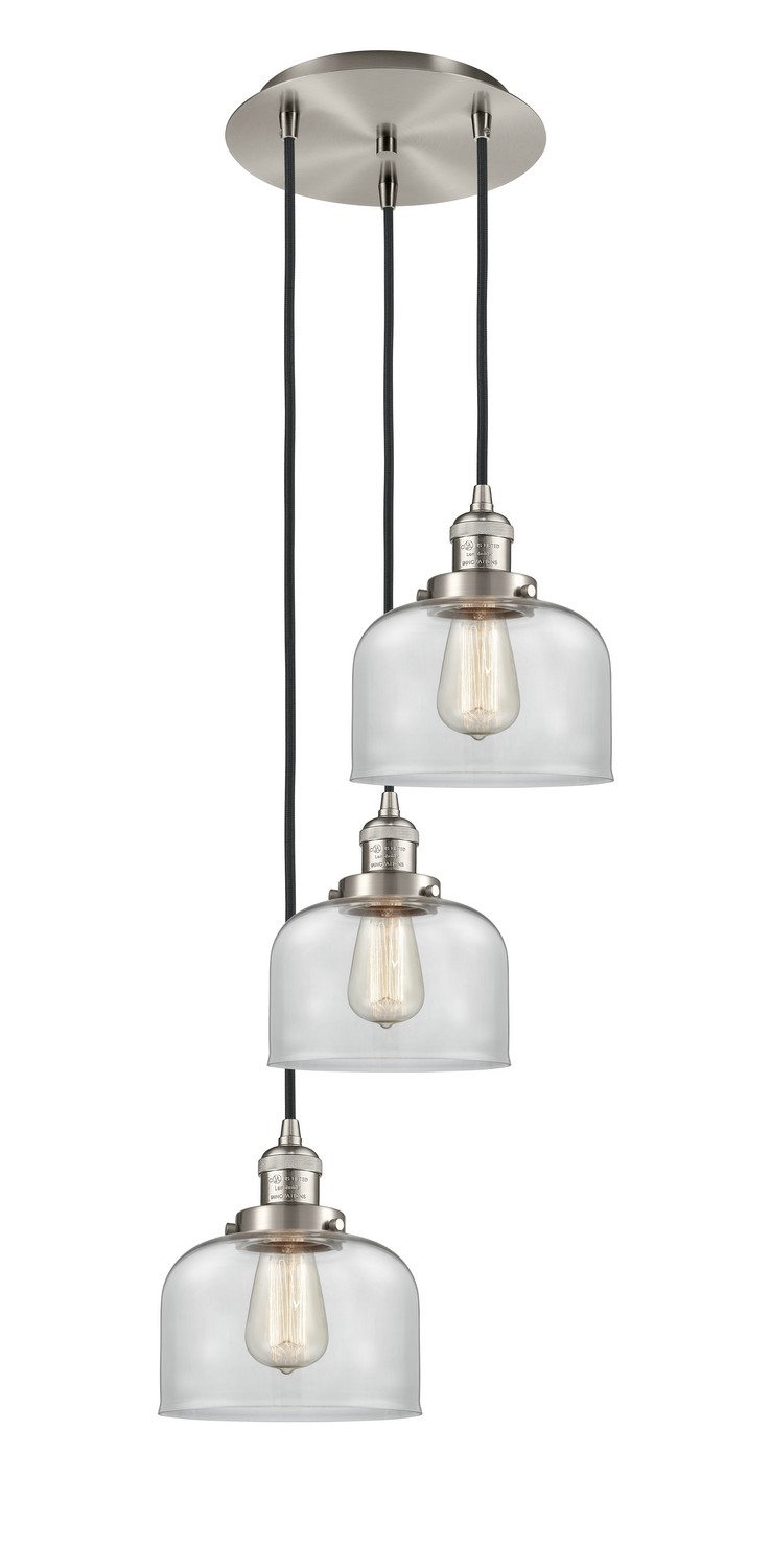 Three Light Pendant by Innovations - Franklin Restoration Collection, Brushed Satin Nickel Finish - 113F-3P-SN-G72