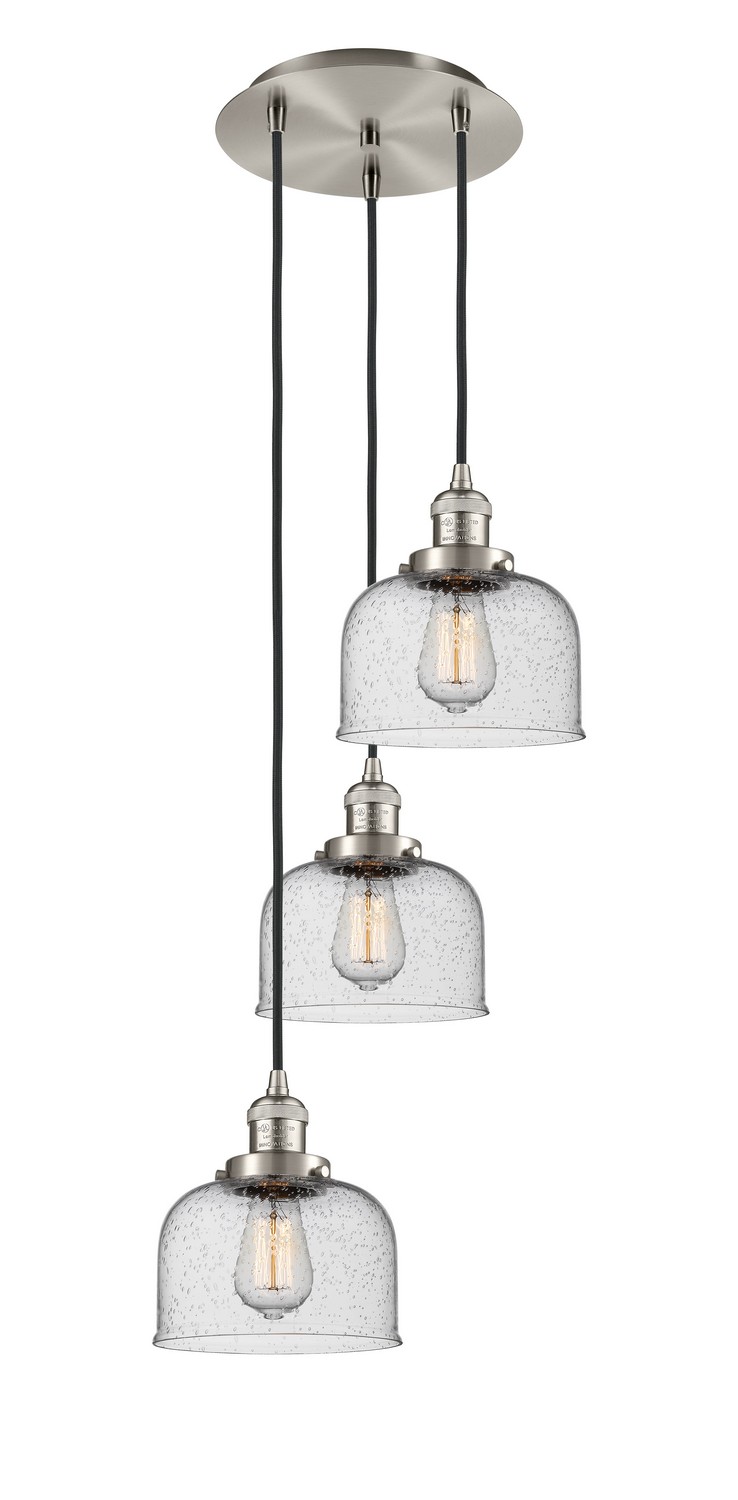 Three Light Pendant by Innovations - Franklin Restoration Collection, Brushed Satin Nickel Finish - 113F-3P-SN-G74