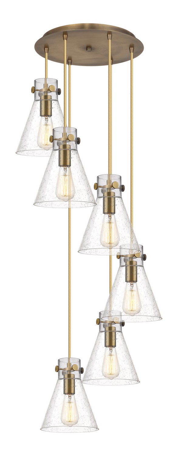 Six Light Pendant by Innovations - Downtown Urban Collection, Brushed Brass Finish - 116-410-1PS-BB-G411-8SDY