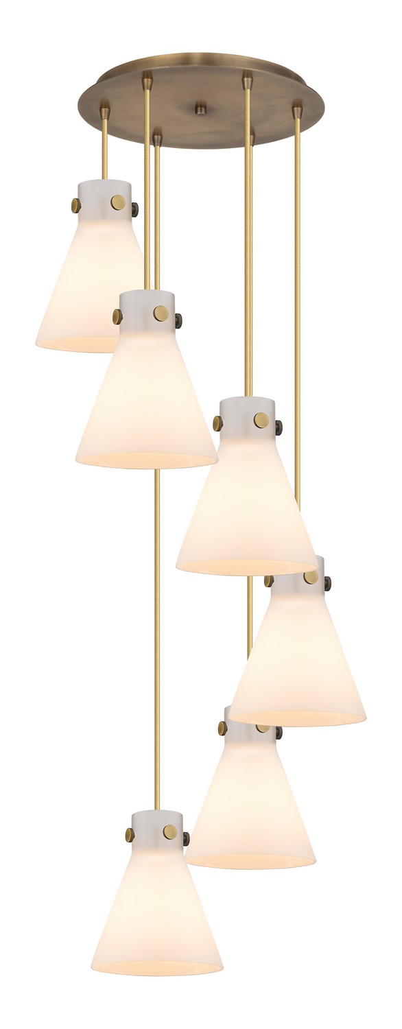 Six Light Pendant by Innovations - Downtown Urban Collection, Brushed Brass Finish - 116-410-1PS-BB-G411-8WH