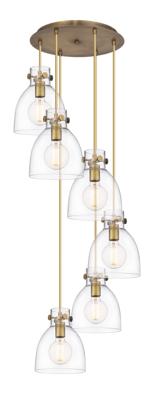Six Light Pendant by Innovations - Downtown Urban Collection, Brushed Brass Finish - 116-410-1PS-BB-G412-8CL