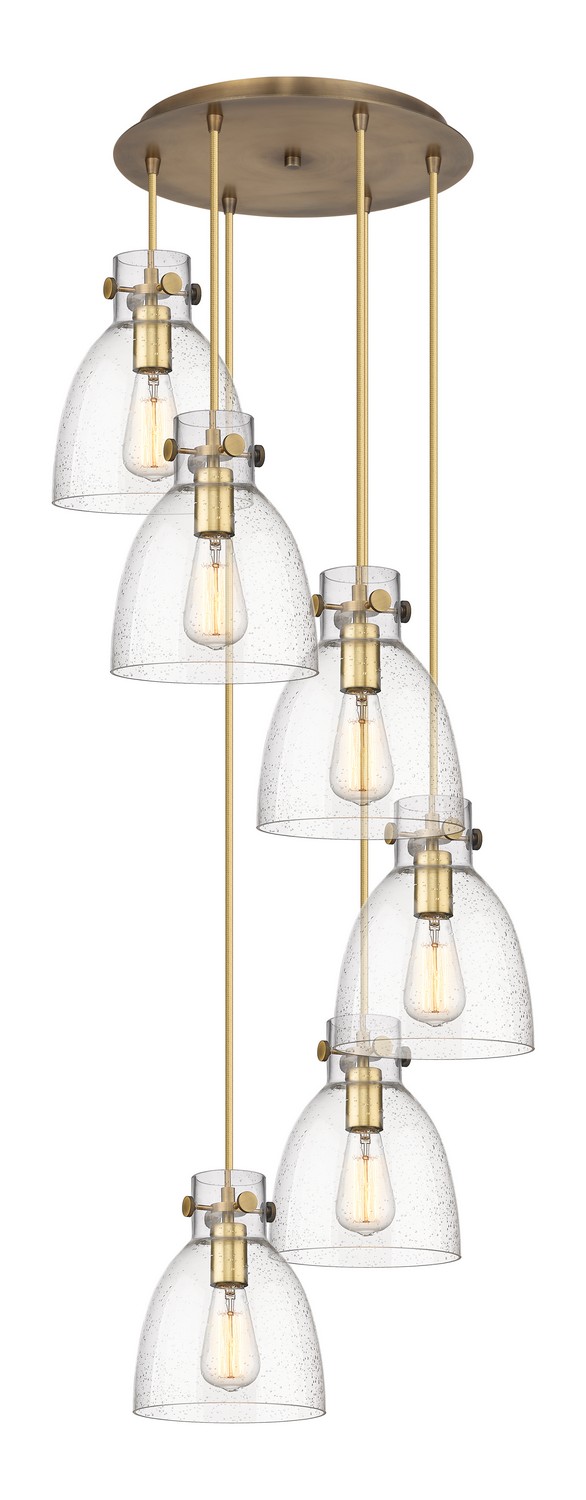 Six Light Pendant by Innovations - Downtown Urban Collection, Brushed Brass Finish - 116-410-1PS-BB-G412-8SDY