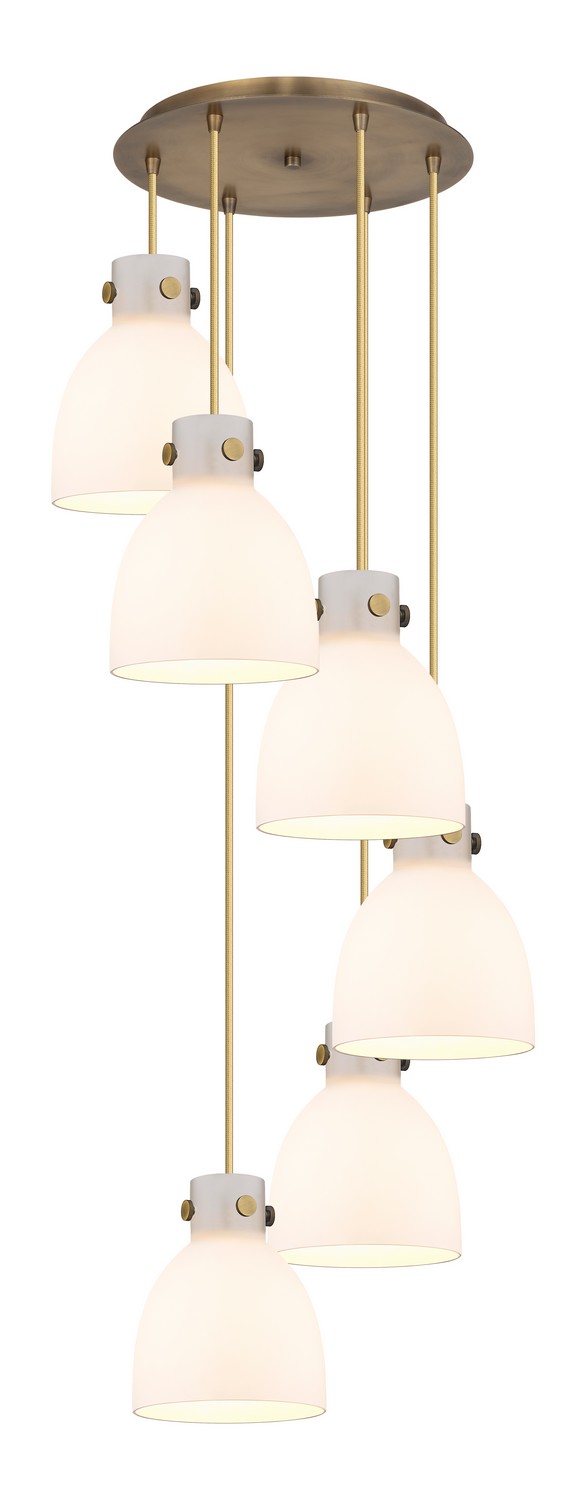 Six Light Pendant by Innovations - Downtown Urban Collection, Brushed Brass Finish - 116-410-1PS-BB-G412-8WH