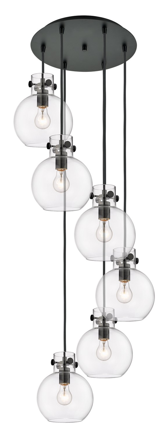 Six Light Pendant by Innovations - Downtown Urban Collection, Matte Black Finish - 116-410-1PS-BK-G410-8CL