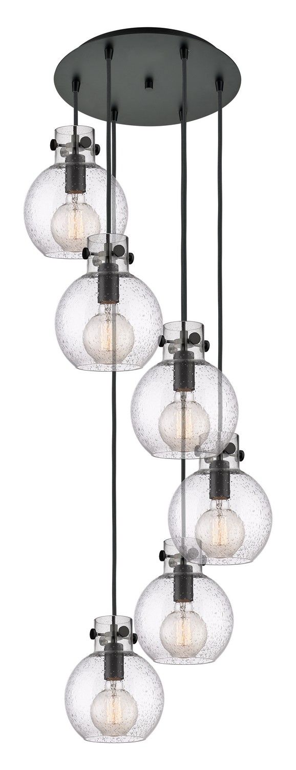 Six Light Pendant by Innovations - Newton Collection, Matte Black Finish - 116-410-1PS-BK-G410-8SDY