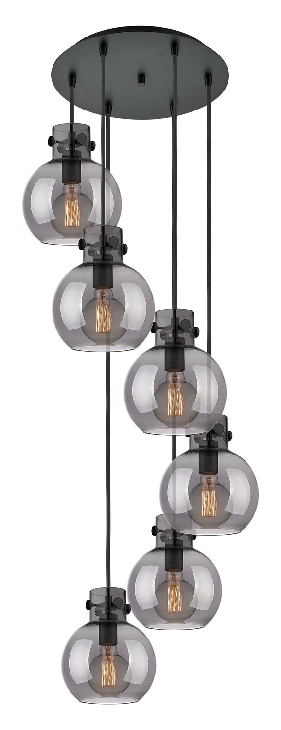 Six Light Pendant by Innovations - Newton Collection, Matte Black Finish - 116-410-1PS-BK-G410-8SM