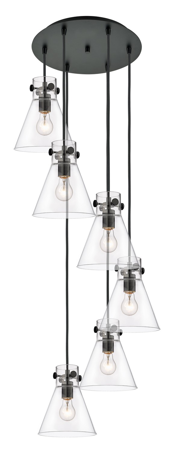 Six Light Pendant by Innovations - Downtown Urban Collection, Matte Black Finish - 116-410-1PS-BK-G411-8CL