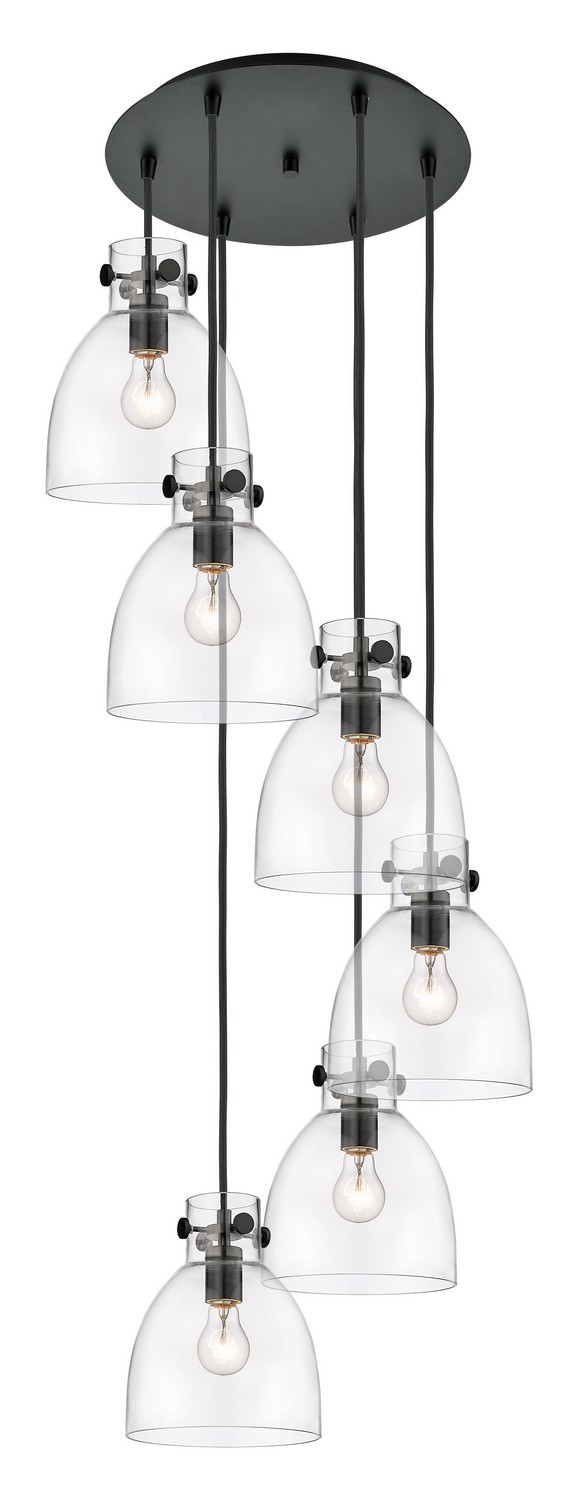 Six Light Pendant by Innovations - Downtown Urban Collection, Matte Black Finish - 116-410-1PS-BK-G412-8CL