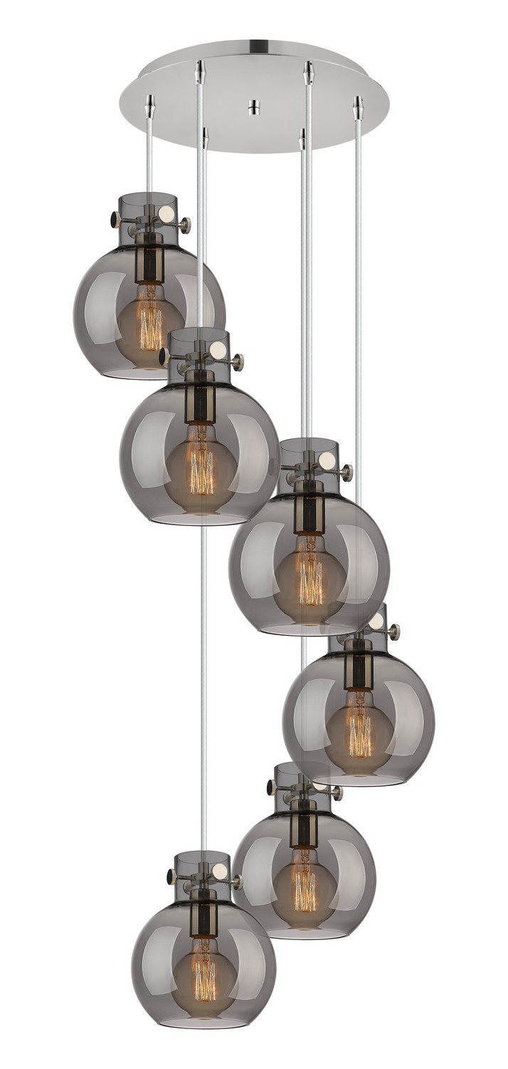 Six Light Pendant by Innovations - Newton Collection, Polished Nickel Finish - 116-410-1PS-PN-G410-8SM