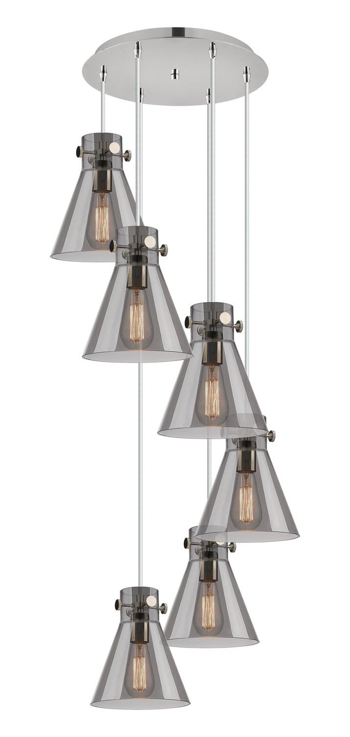 Six Light Pendant by Innovations - Downtown Urban Collection, Polished Nickel Finish - 116-410-1PS-PN-G411-8SM