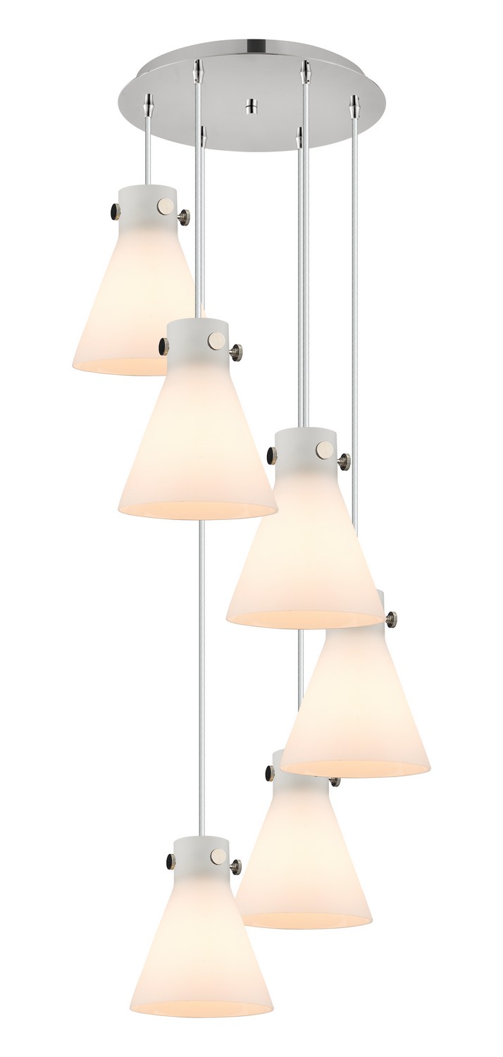 Six Light Pendant by Innovations - Downtown Urban Collection, Polished Nickel Finish - 116-410-1PS-PN-G411-8WH