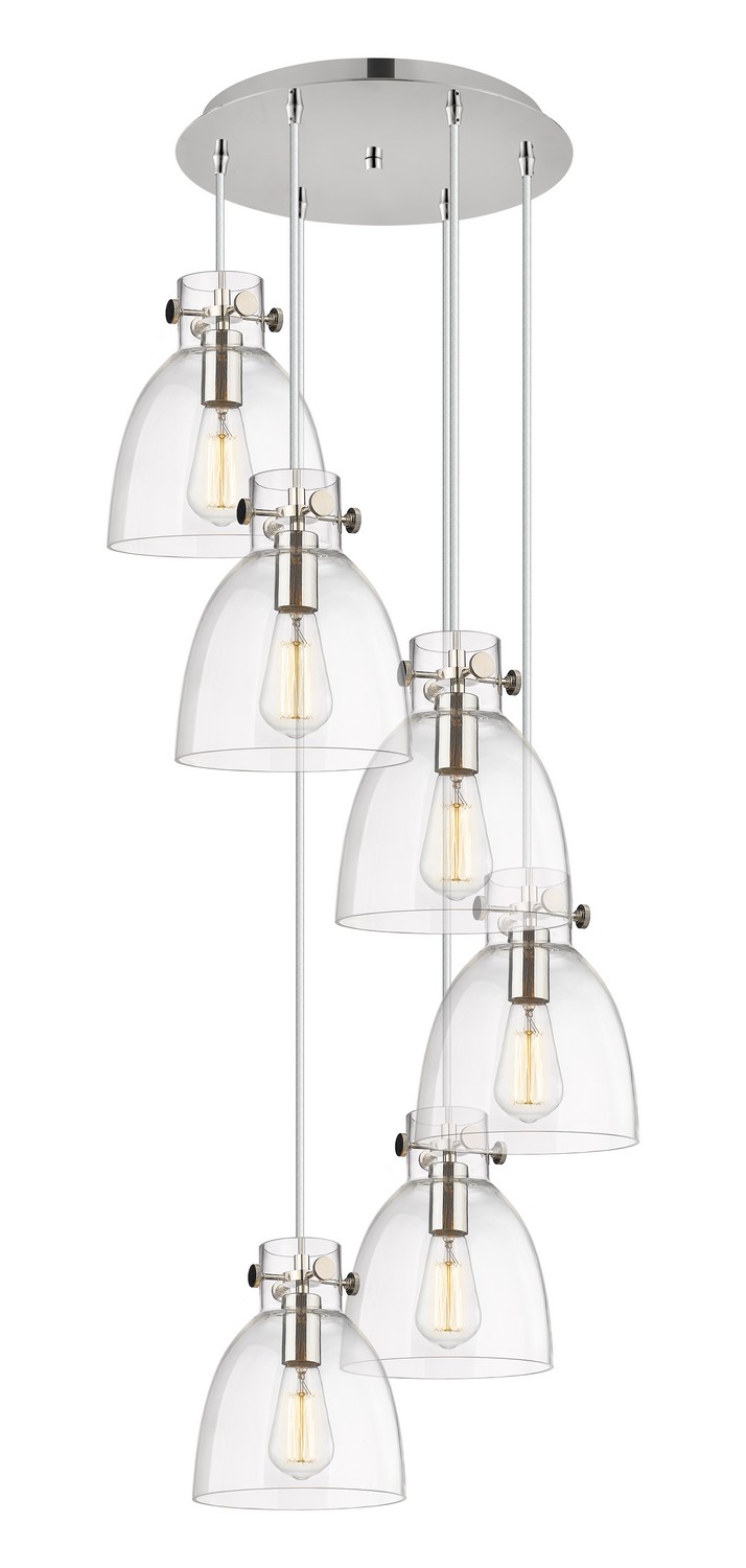 Six Light Pendant by Innovations - Downtown Urban Collection, Polished Nickel Finish - 116-410-1PS-PN-G412-8CL