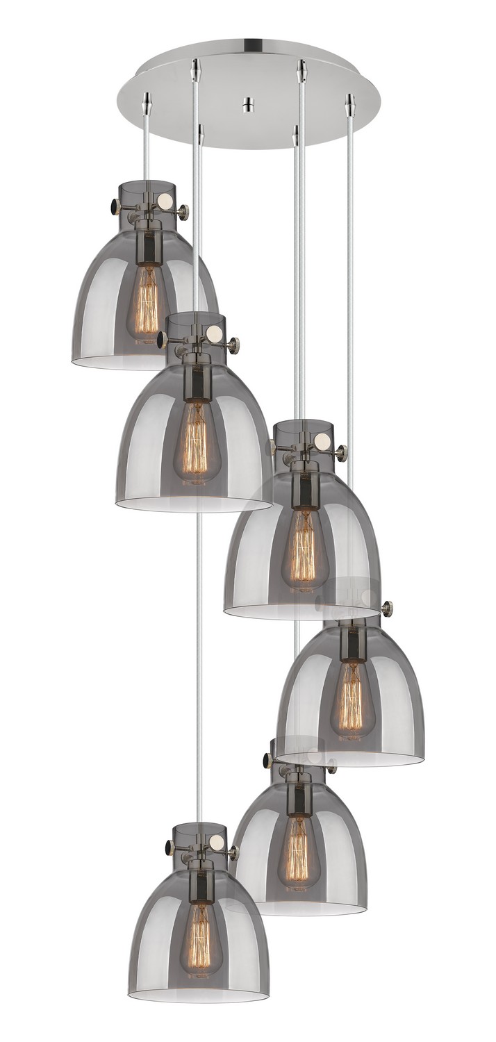 Six Light Pendant by Innovations - Downtown Urban Collection, Polished Nickel Finish - 116-410-1PS-PN-G412-8SM