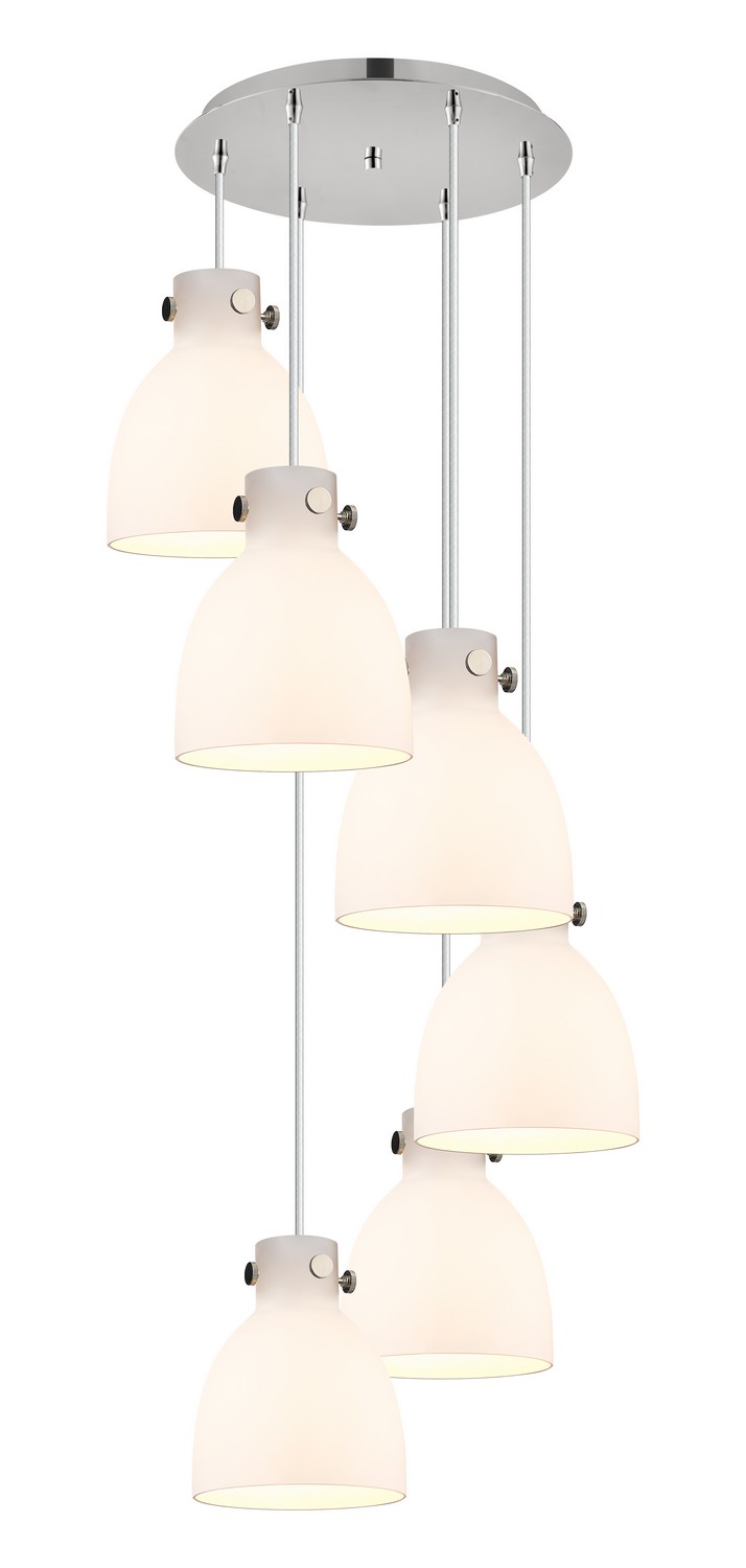Six Light Pendant by Innovations - Downtown Urban Collection, Polished Nickel Finish - 116-410-1PS-PN-G412-8WH