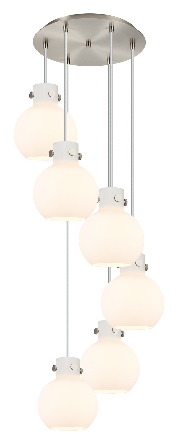 Six Light Pendant by Innovations - Newton Collection, Brushed Satin Nickel Finish - 116-410-1PS-SN-G410-8WH
