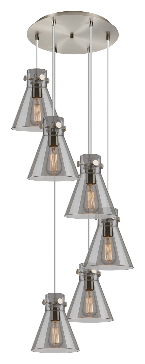 Six Light Pendant by Innovations - Downtown Urban Collection, Brushed Satin Nickel Finish - 116-410-1PS-SN-G411-8SM
