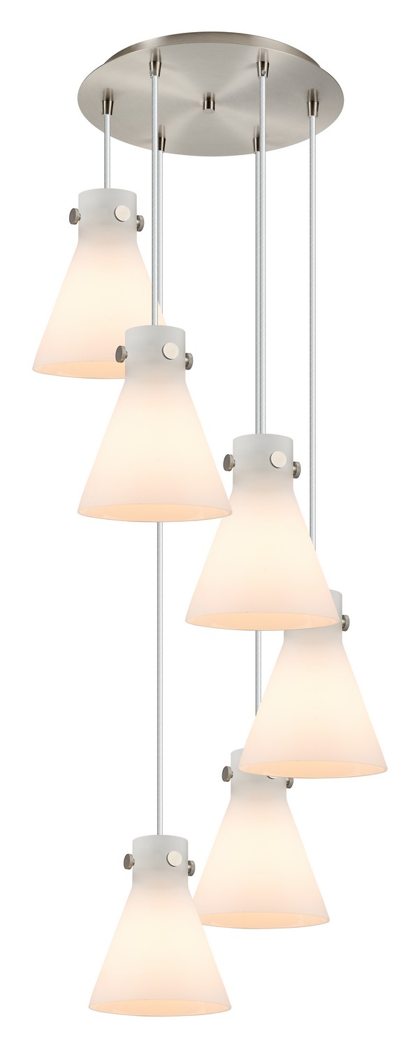 Six Light Pendant by Innovations - Downtown Urban Collection, Brushed Satin Nickel Finish - 116-410-1PS-SN-G411-8WH