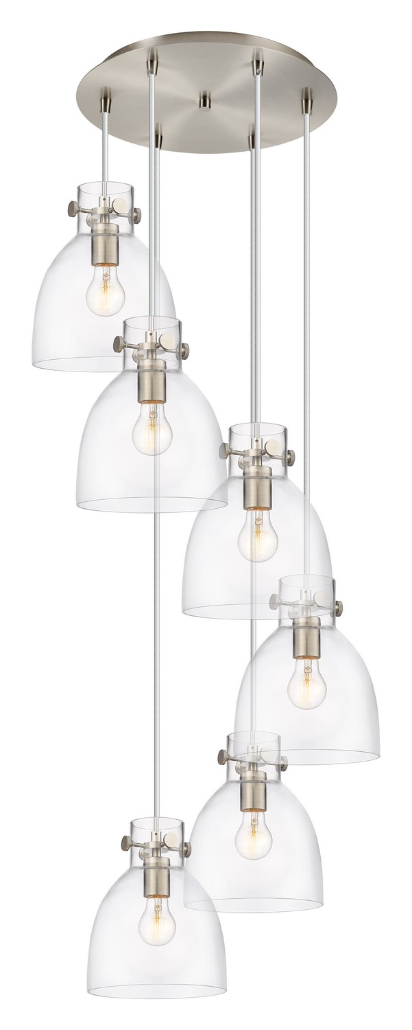 Six Light Pendant by Innovations - Downtown Urban Collection, Brushed Satin Nickel Finish - 116-410-1PS-SN-G412-8CL