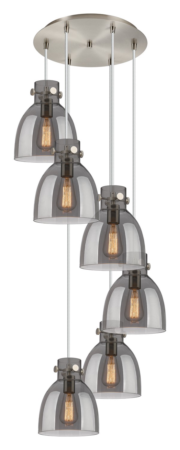 Six Light Pendant by Innovations - Downtown Urban Collection, Brushed Satin Nickel Finish - 116-410-1PS-SN-G412-8SM