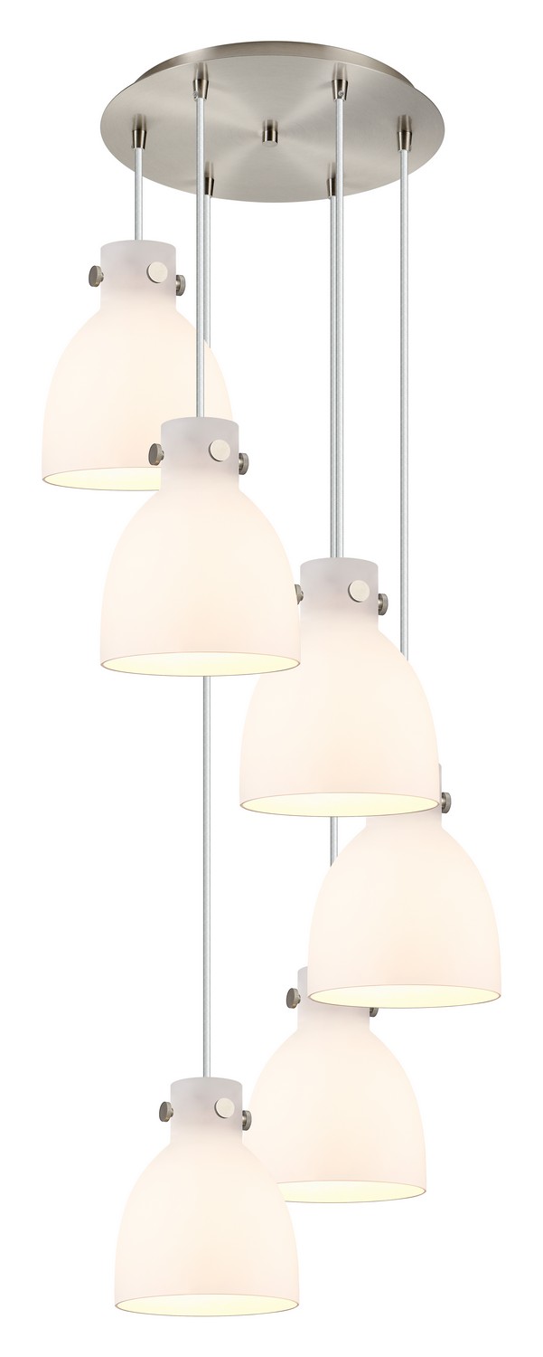 Six Light Pendant by Innovations - Downtown Urban Collection, Brushed Satin Nickel Finish - 116-410-1PS-SN-G412-8WH