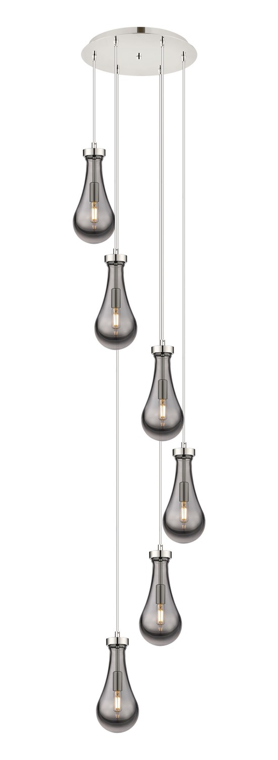 Six Light Pendant by Innovations - Downtown Urban Collection, Polished Nickel Finish - 116-451-1P-PN-G451-5SM