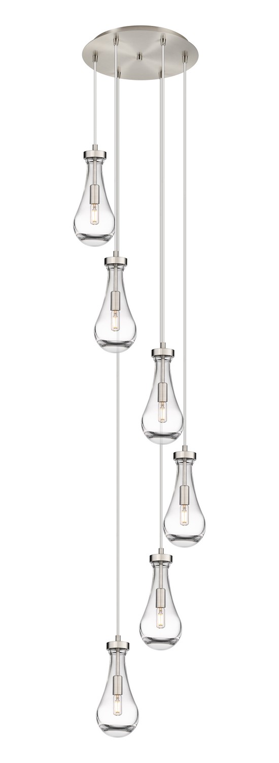 Six Light Pendant by Innovations - Downtown Urban Collection, Brushed Satin Nickel Finish - 116-451-1P-SN-G451-5CL