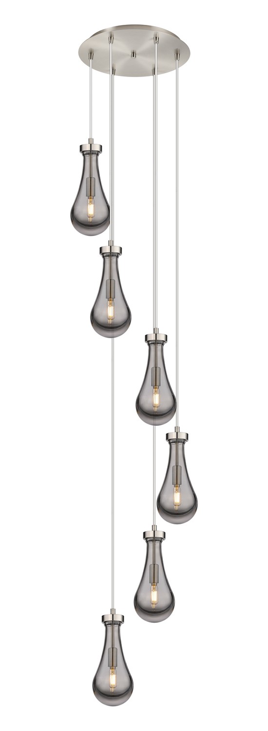 Six Light Pendant by Innovations - Downtown Urban Collection, Brushed Satin Nickel Finish - 116-451-1P-SN-G451-5SM