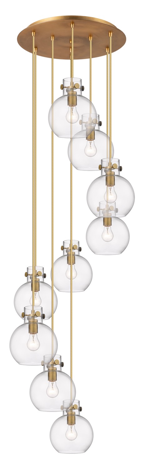 Nine Light Pendant by Innovations - Downtown Urban Collection, Brushed Brass Finish - 119-410-1PS-BB-G410-8CL