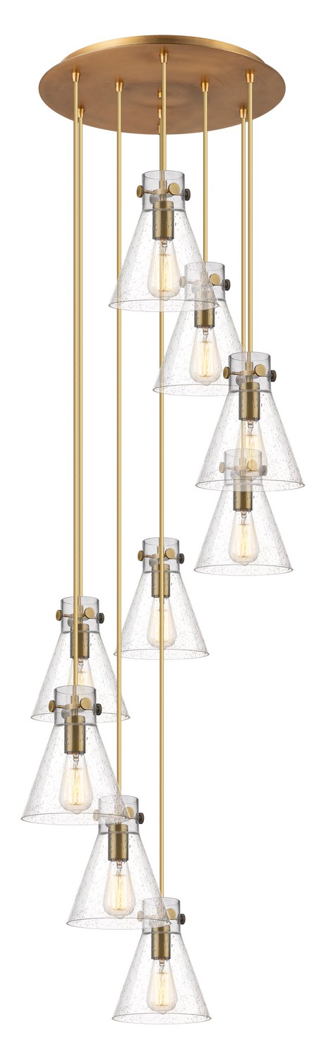 Nine Light Pendant by Innovations - Downtown Urban Collection, Brushed Brass Finish - 119-410-1PS-BB-G411-8SDY