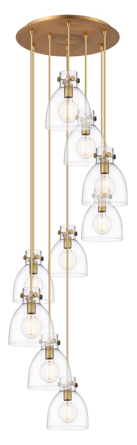Nine Light Pendant by Innovations - Downtown Urban Collection, Brushed Brass Finish - 119-410-1PS-BB-G412-8CL