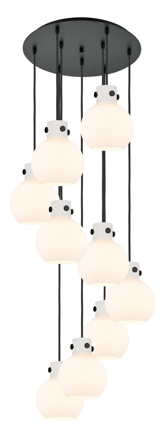 Nine Light Pendant by Innovations - Newton Collection, Matte Black Finish - 119-410-1PS-BK-G410-8WH