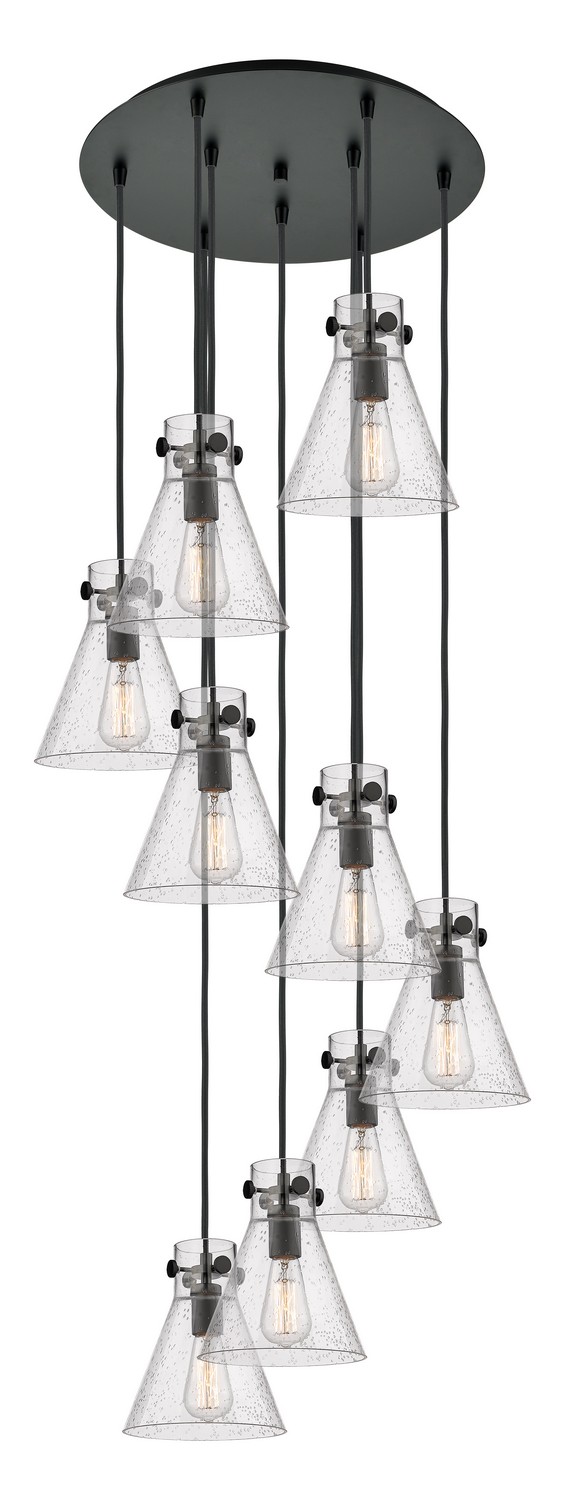 Nine Light Pendant by Innovations - Downtown Urban Collection, Matte Black Finish - 119-410-1PS-BK-G411-8SDY