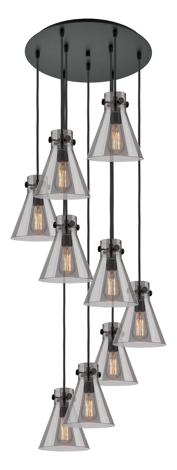 Nine Light Pendant by Innovations - Downtown Urban Collection, Matte Black Finish - 119-410-1PS-BK-G411-8SM