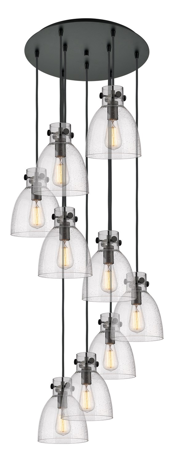 Nine Light Pendant by Innovations - Downtown Urban Collection, Matte Black Finish - 119-410-1PS-BK-G412-8SDY