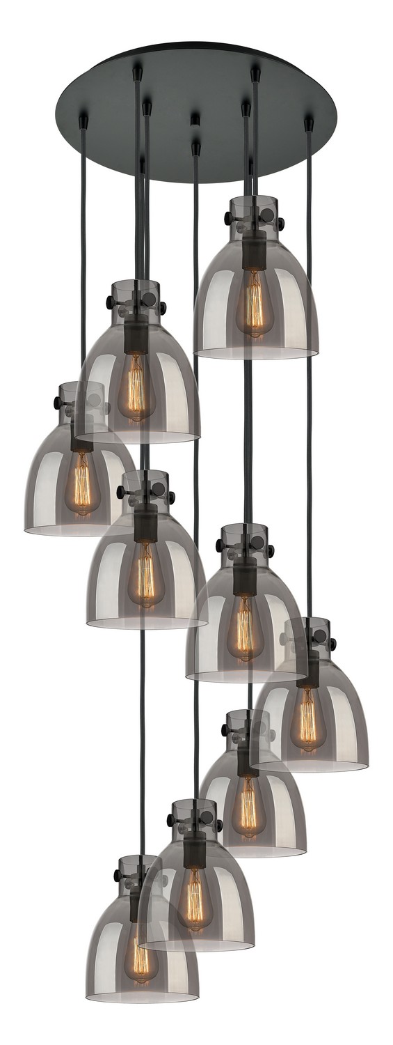Nine Light Pendant by Innovations - Downtown Urban Collection, Matte Black Finish - 119-410-1PS-BK-G412-8SM