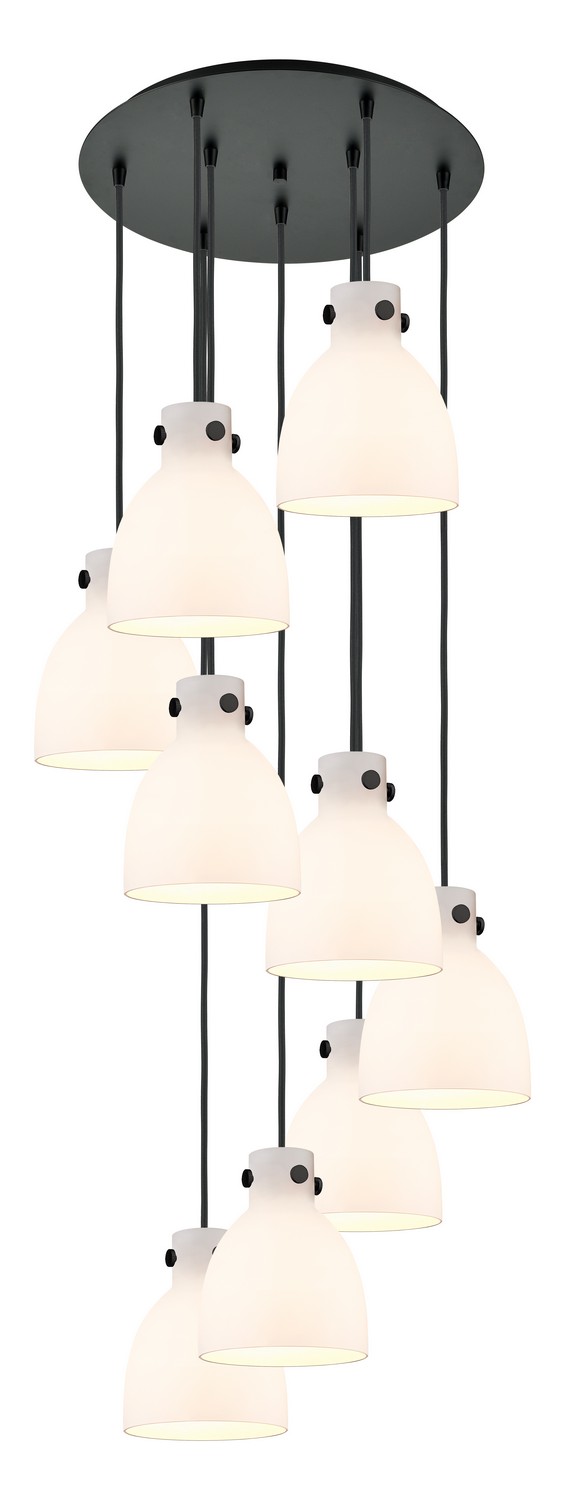 Nine Light Pendant by Innovations - Downtown Urban Collection, Matte Black Finish - 119-410-1PS-BK-G412-8WH