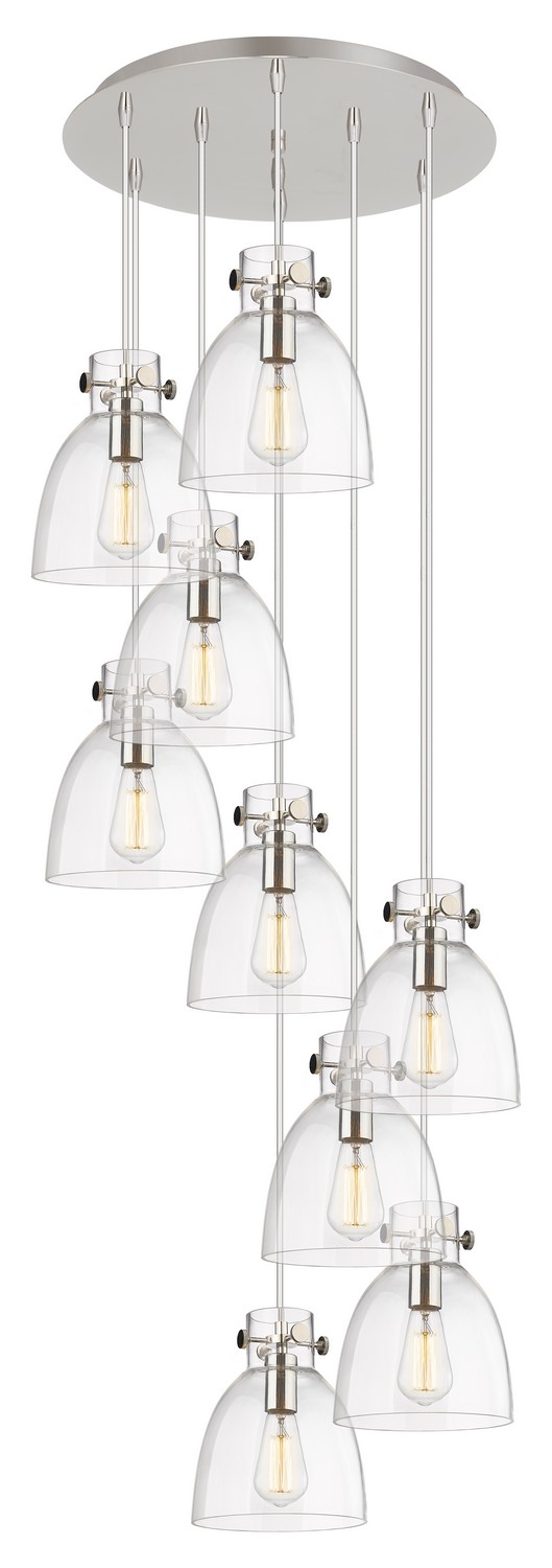 Nine Light Pendant by Innovations - Downtown Urban Collection, Polished Nickel Finish - 119-410-1PS-PN-G412-8CL