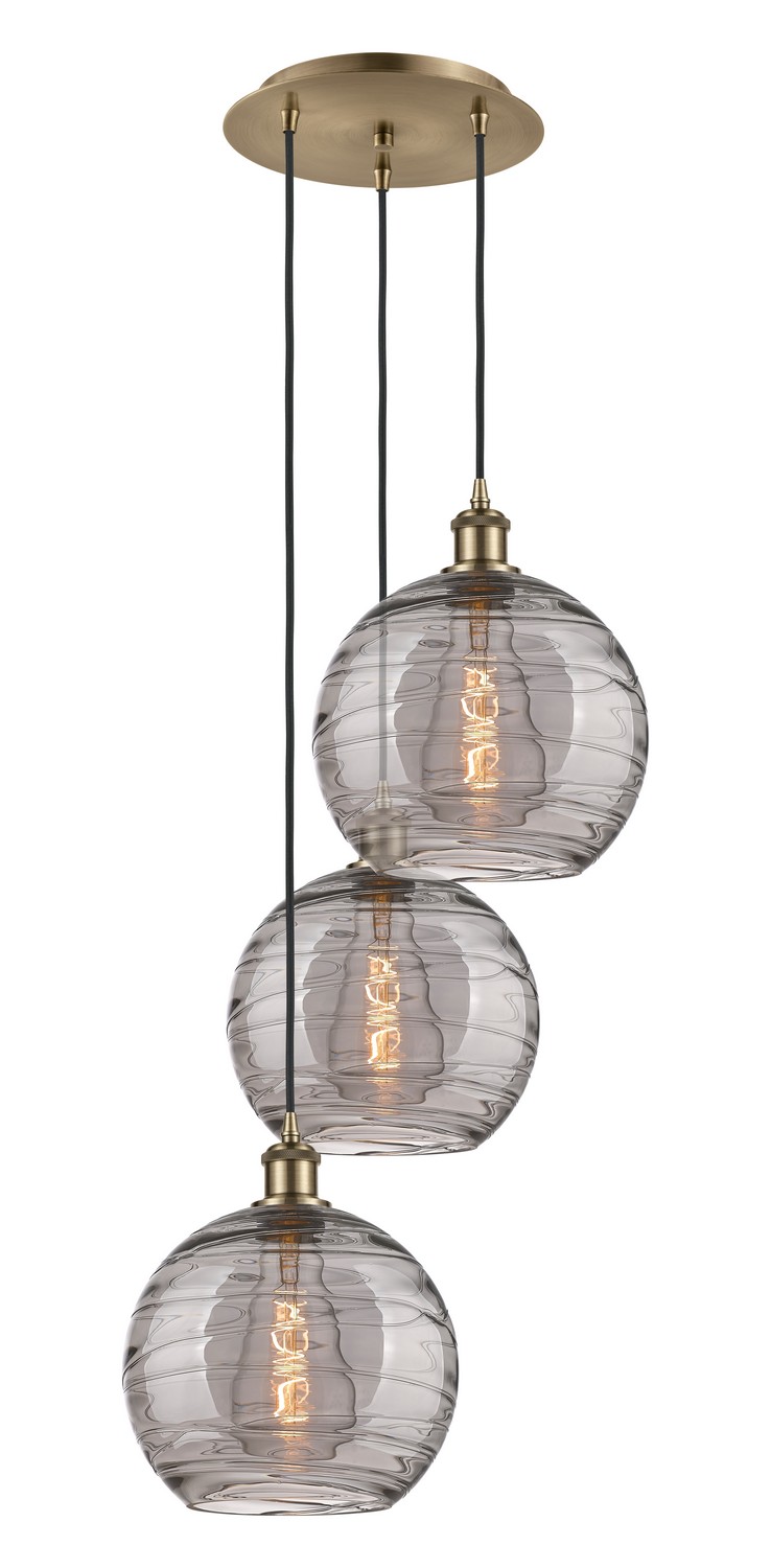 Three Light Pendant by Innovations - Ballston Collection, Antique Brass Finish - 113B-3P-AB-G1213-10SM