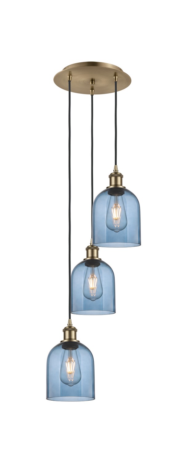 Three Light Pendant by Innovations - Ballston Collection, Antique Brass Finish - 113B-3P-AB-G558-6BL