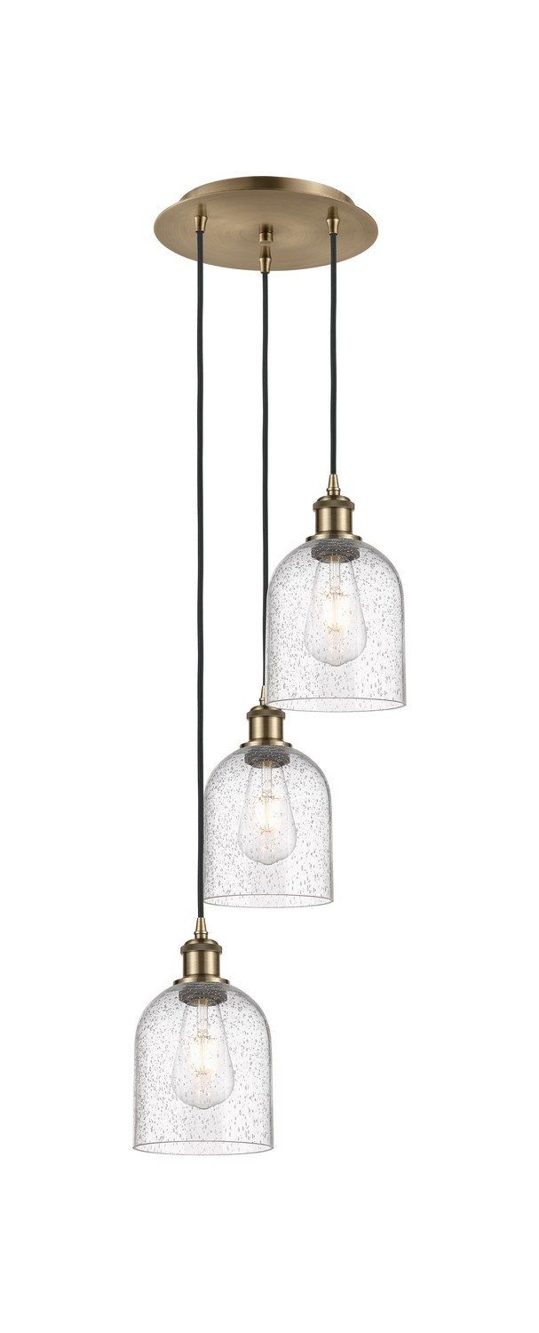 Three Light Pendant by Innovations - Ballston Collection, Antique Brass Finish - 113B-3P-AB-G558-6SDY