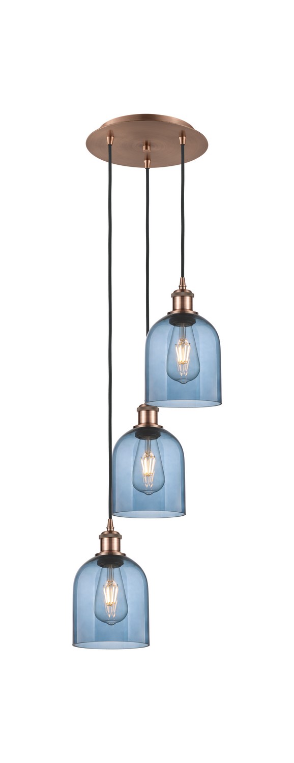 Three Light Pendant by Innovations - Ballston Collection, Antique Copper Finish - 113B-3P-AC-G558-6BL