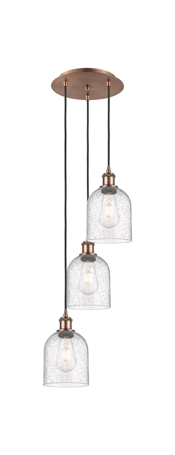 Three Light Pendant by Innovations - Ballston Collection, Antique Copper Finish - 113B-3P-AC-G558-6SDY