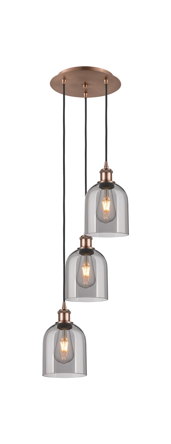 Three Light Pendant by Innovations - Ballston Collection, Antique Copper Finish - 113B-3P-AC-G558-6SM