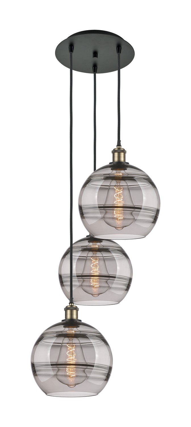 Three Light Pendant by Innovations - Ballston Collection, Black Antique Brass Finish - 113B-3P-BAB-G556-10SM