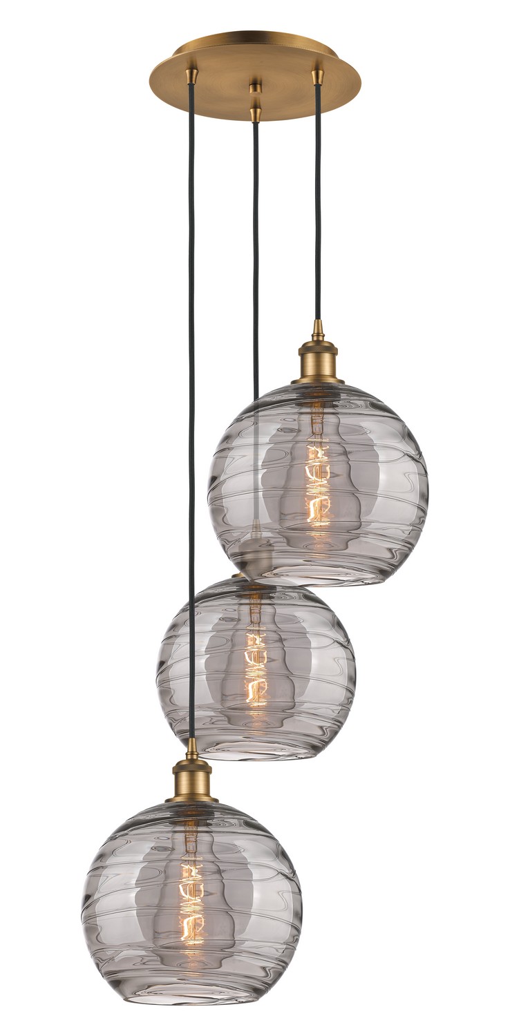 Three Light Pendant by Innovations - Ballston Collection, Brushed Brass Finish - 113B-3P-BB-G1213-10SM
