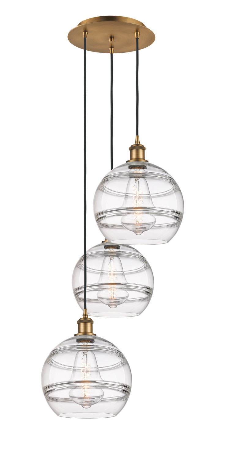 Three Light Pendant by Innovations - Ballston Collection, Brushed Brass Finish - 113B-3P-BB-G556-10CL